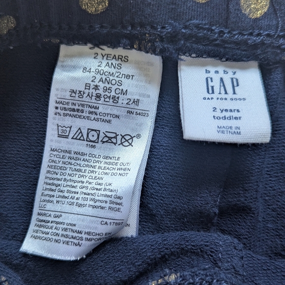 babyGAP Navy Leggings with Gold Metallic Polka Dots - Size 2T - Picture 4 of 6